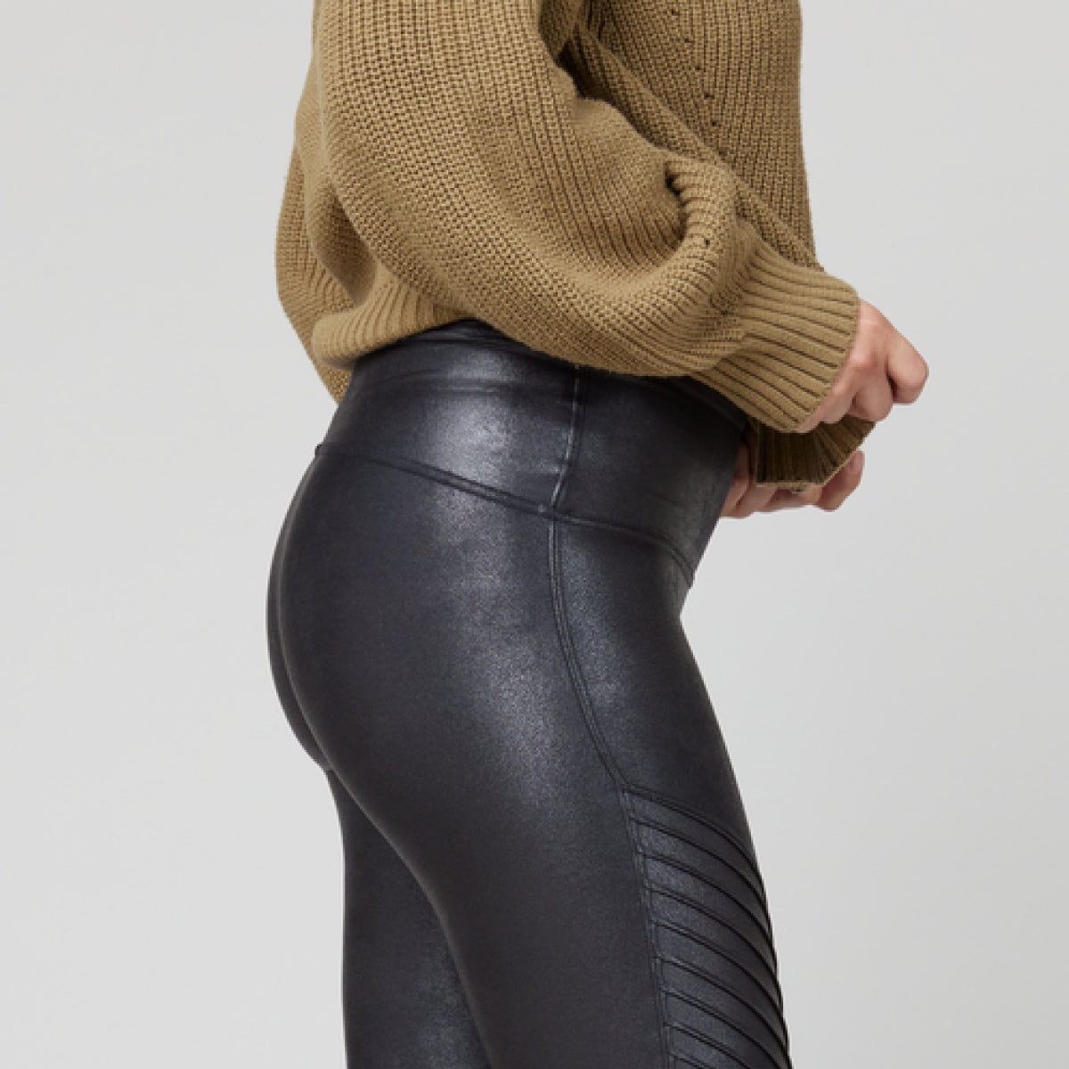 Gilded Intent Faux Leather Moto Leggings - Women's Leggings in Black