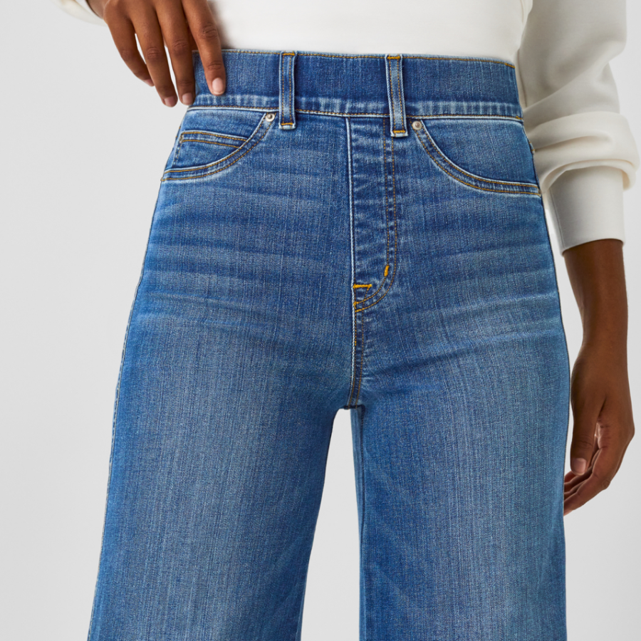 Spanx's New Pull-On Wide-Leg Jeans Are So Comfy and Flattering, I'll Be  Wearing Them All Spring