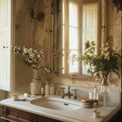 miroir salle de bain  avec élement décoratif