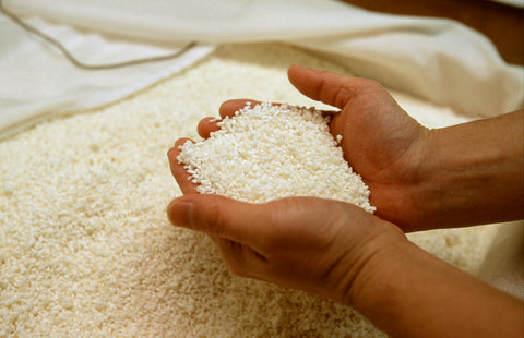 洗米と浸漬をする米