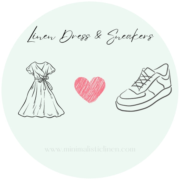 Linen dress and sneakers, minimalisticlinen