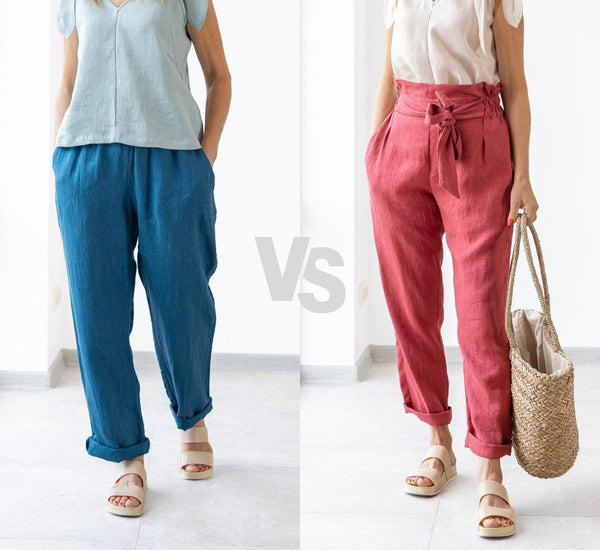 Straight linen pants vs tapered linen pants