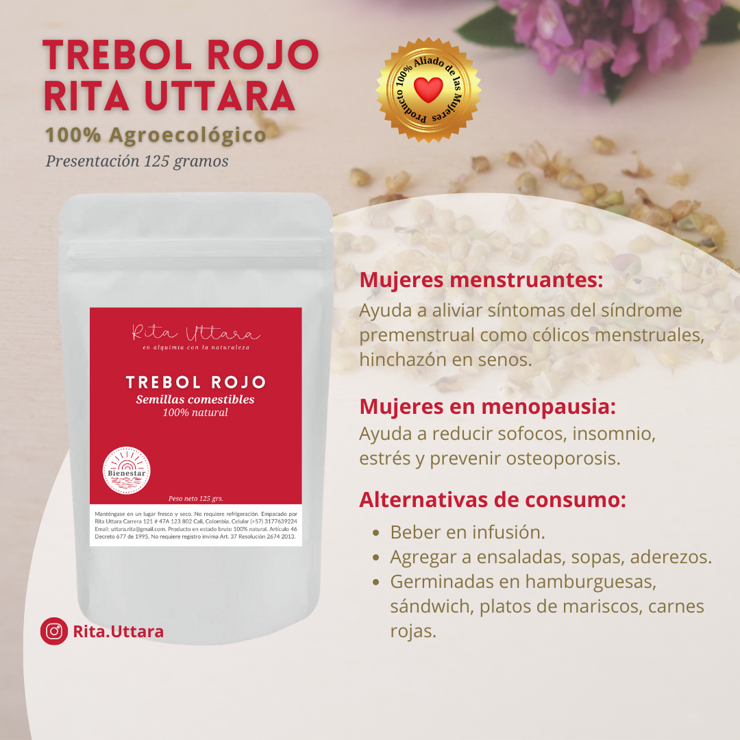 Trébol Rojo en Semillas. Agroecológicas. 125 grs. Efecto desequilibrio –  Rita Uttara