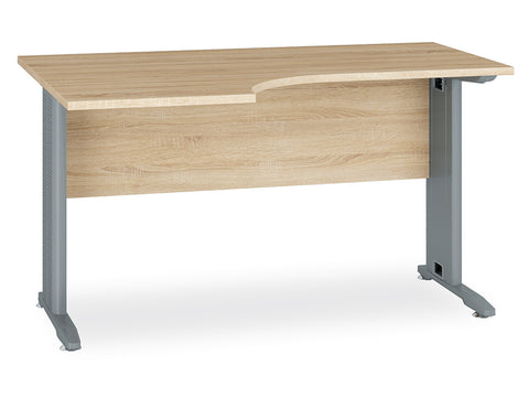 Nowoczesne biurko z profilowanym blatem oraz szarymi, metalowymi nogami. Nowoczesne, funkcjonalne biurko do gabinetu Office dostępne na dmsm.pl