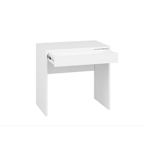 Tanie biurka, tanie biurko Cendo z wysuwaną szufladą w bieli alpejskiej na białym tle