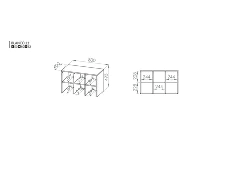 Rysunek przedstawiający dokładny rozmiar szafki na buty Blanka. Nowoczesna szafka na buty Blanka dostępna w dmsm.pl