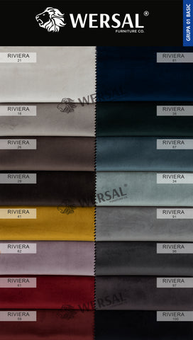Zdjęcie przedstawiające próbnik tkaniny Riviera. Szezlong w tkaninie Riviera to elegancki i modny mebel do wypoczynku