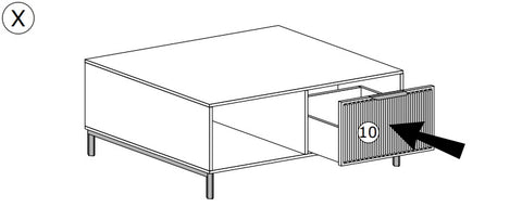 Rysunek przedstawiający możliwości otwierania stolika kawowego cashmere indigo. Modne meble 2023 w dmsm.pl