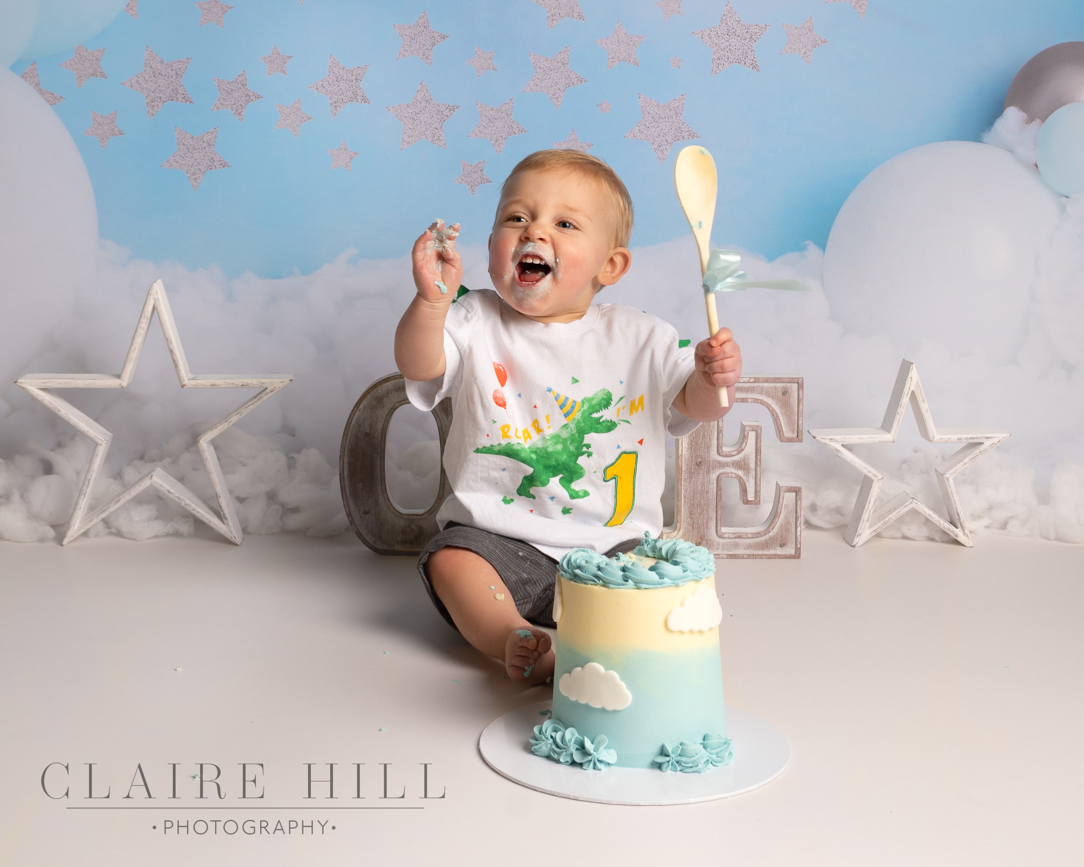 Babies 1st year photo shoot bundle in Wolverhampton West Midlands near Birmingham and Shropshire three photo shoots including newborn photography Sitter session and cake smash photo shoot by Claire Hill Photography.