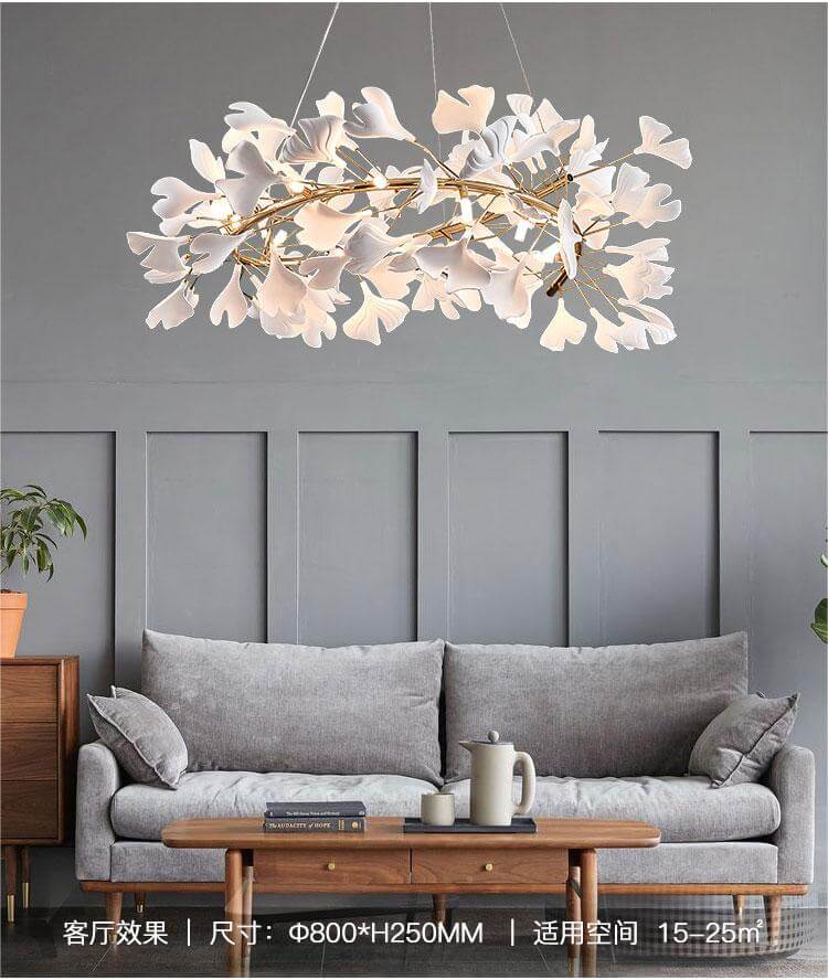 Nordic Minimalist Designer Ceramic Ginkgo Leaf Chandelier