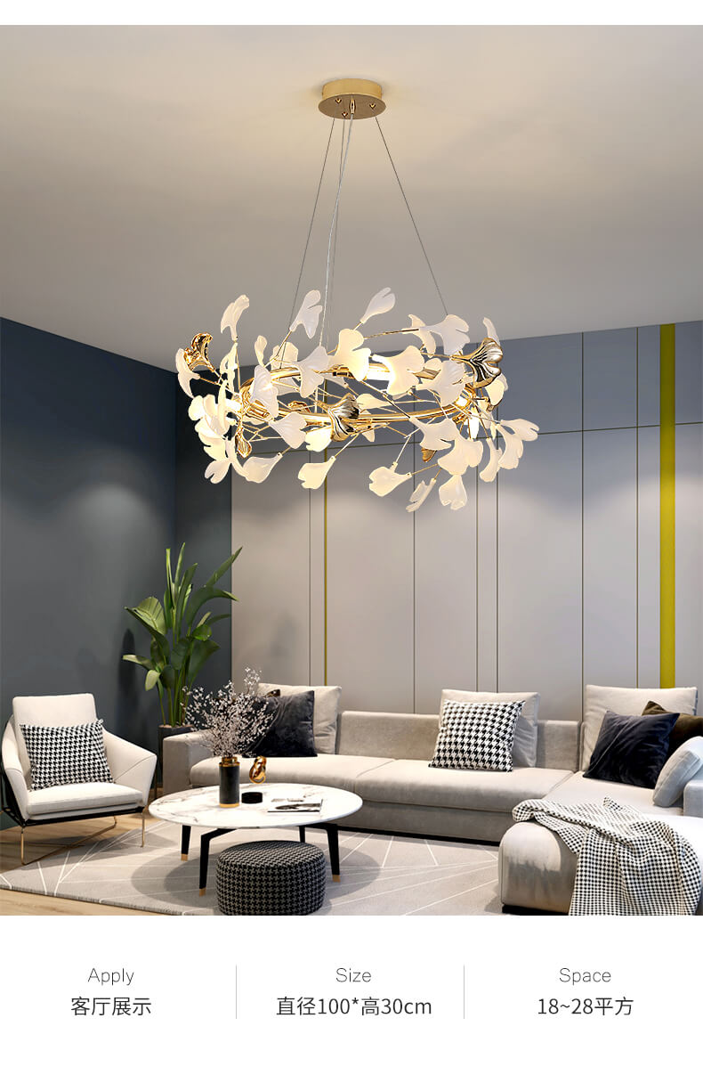Nordic Creative Living Room Ginkgo Leaf Chandelier