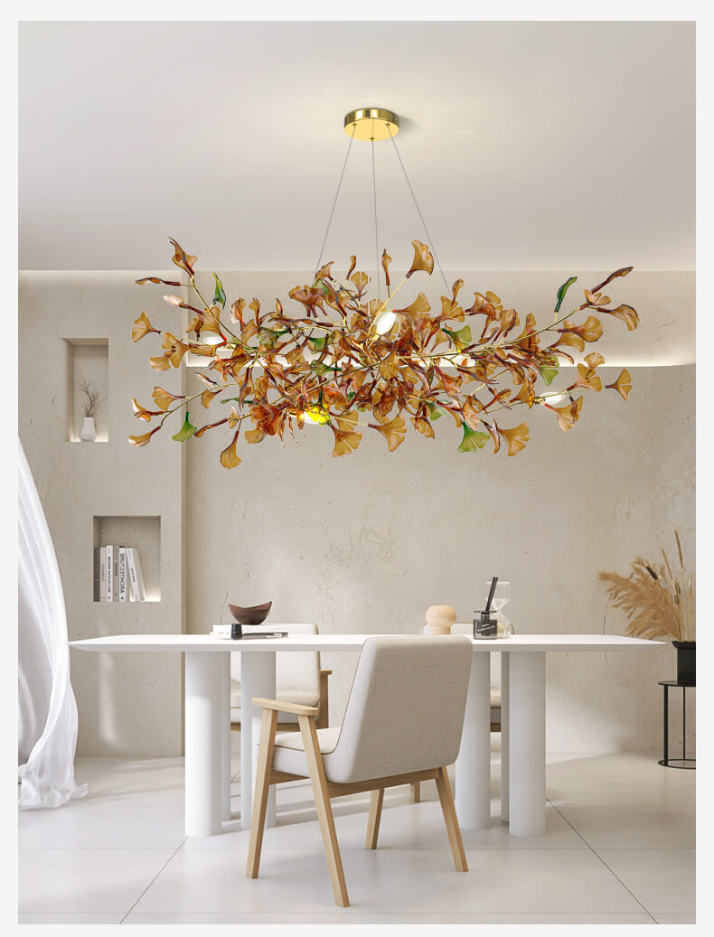 Modern Minimalist Designer Ginkgo Leaf Living Room Chandelier