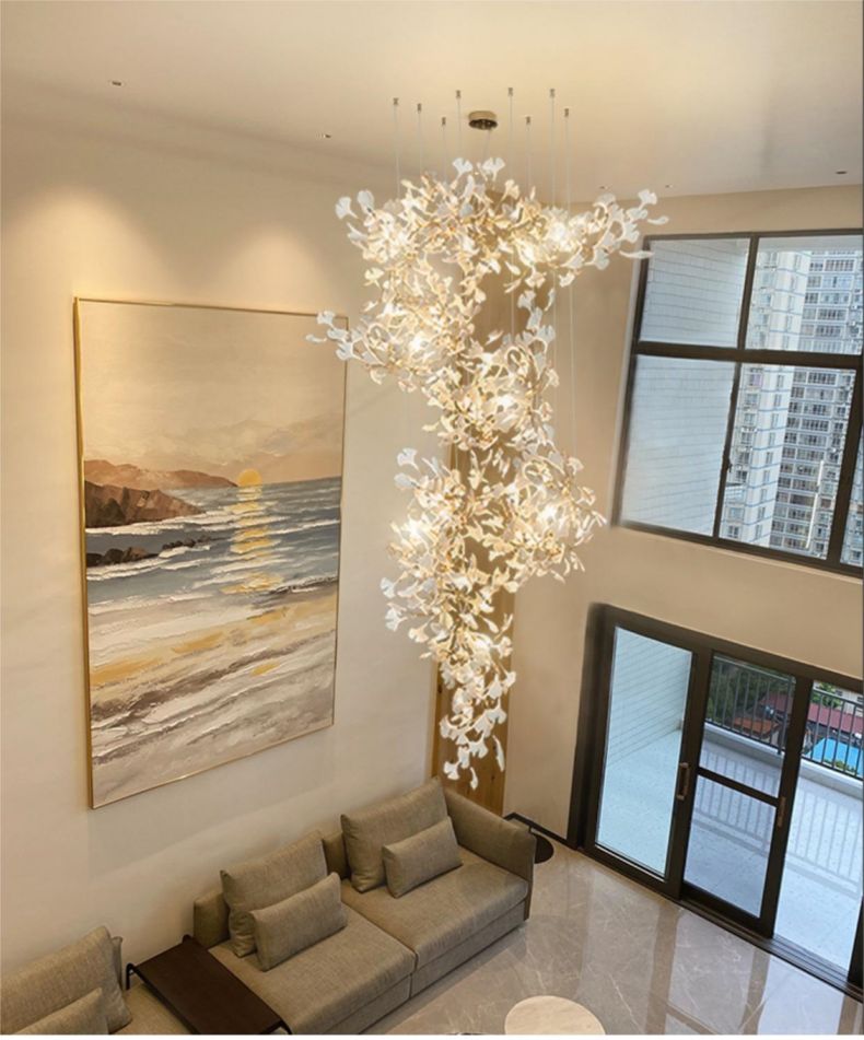 Light Luxury Villa Stairs Ginkgo Leaf Lamp