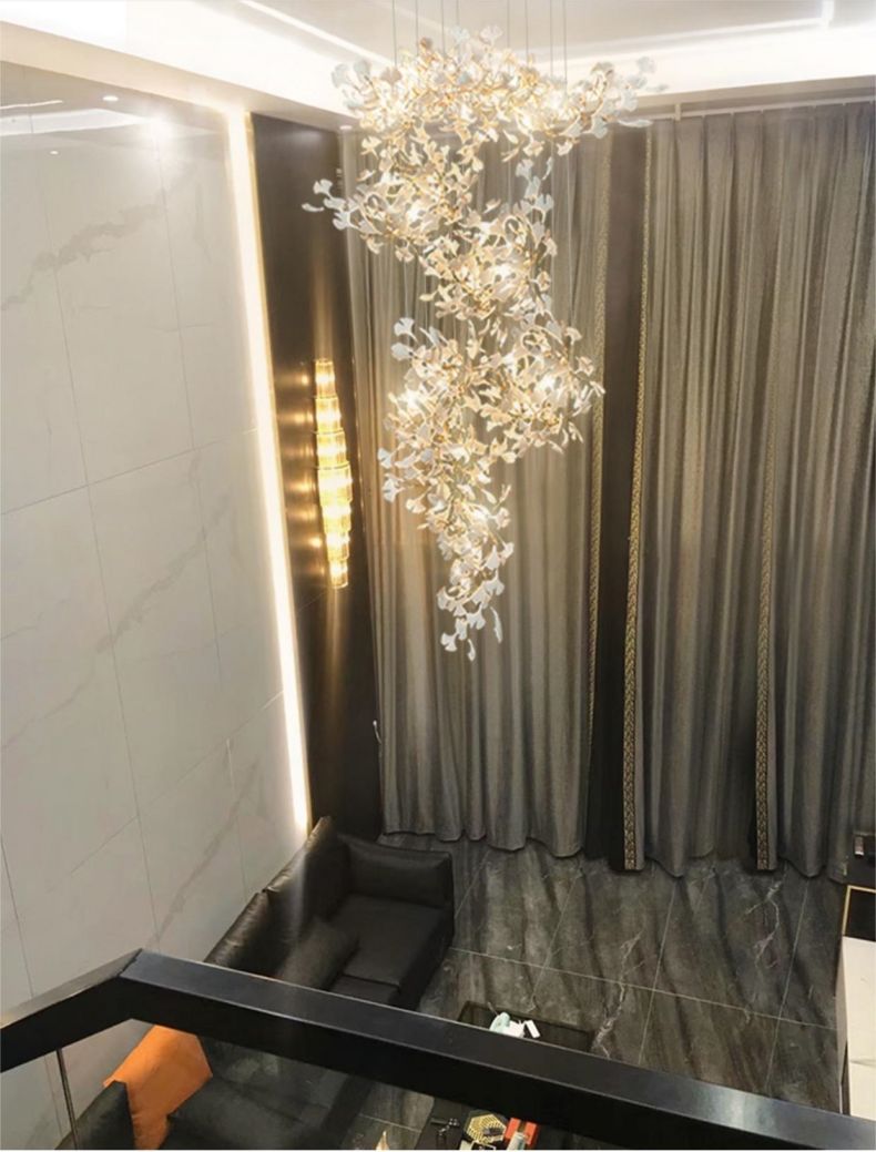 Light Luxury Villa Stairs Ginkgo Leaf Lamp