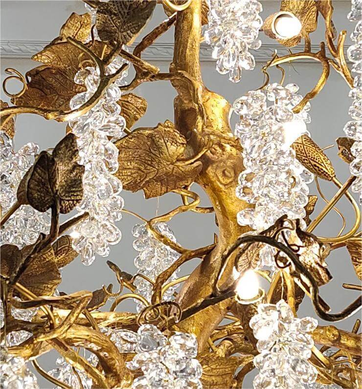 Modern Designer Full Copper Crystal Grape Chandelier