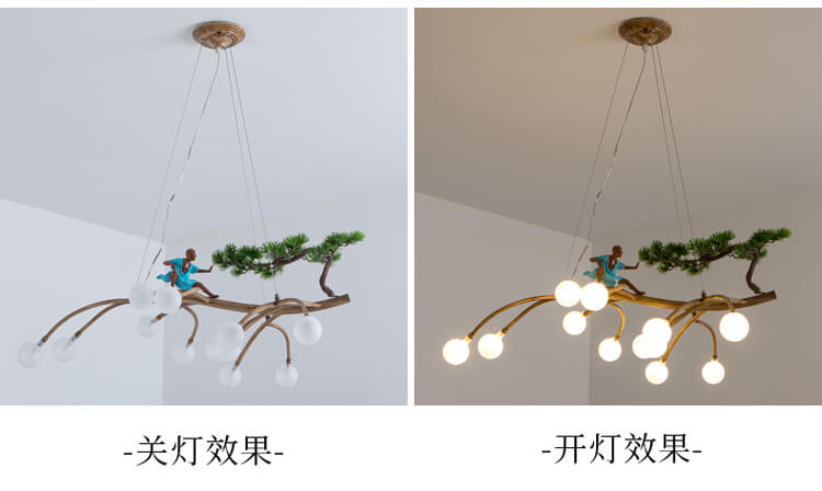 Nordic Retro Pine Plum Blossom Branch Chandelier