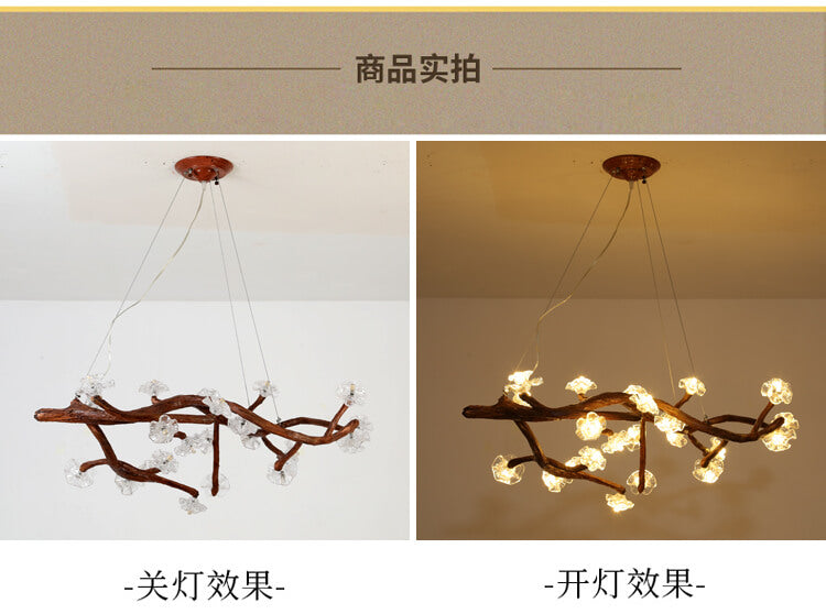 Nordic Retro Pine Plum Blossom Branch Chandelier