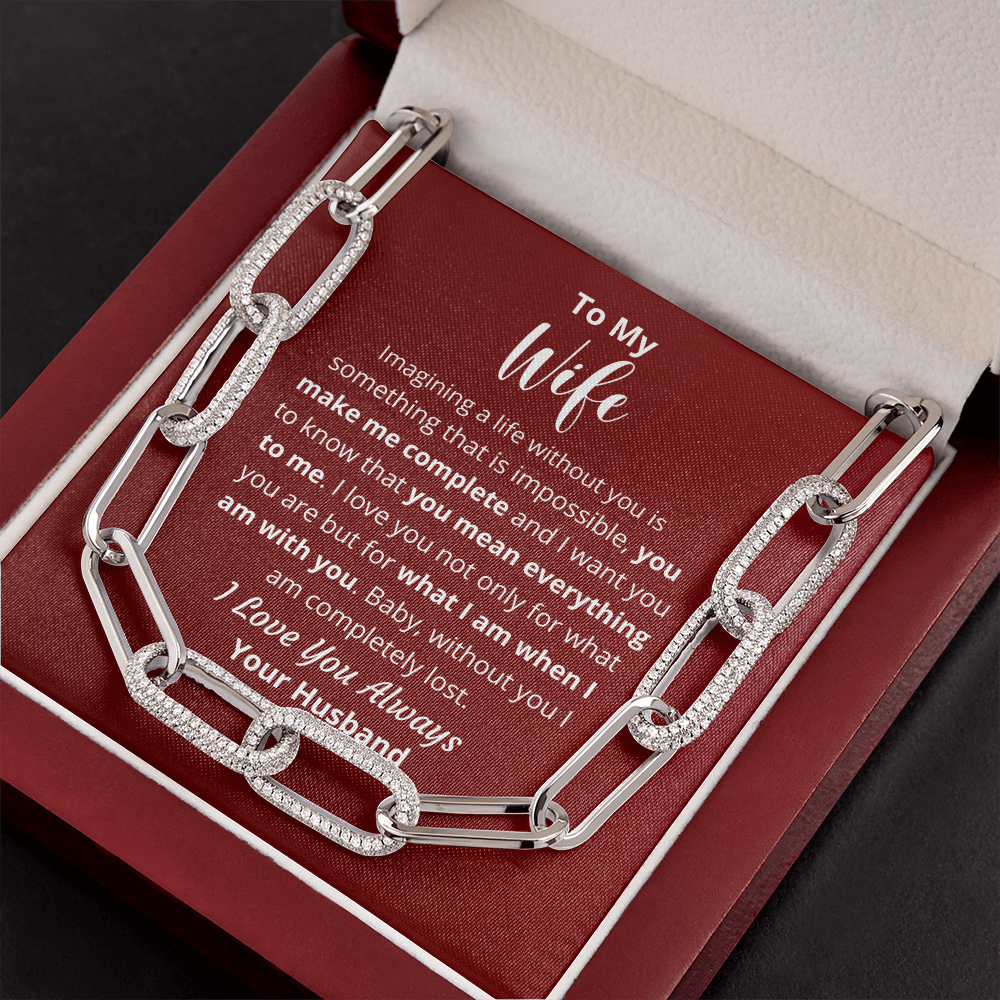 To My Wife, Life Without You Is Impossible, Forever Linked Necklace, Gift From Husband
