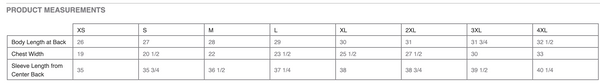 Size Chart for Men's Quilted Full-Zip Jacket - Dragon Foxx™