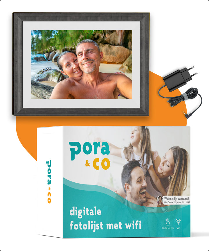 auteursrechten cabine fee Digitale fotolijst - Wit & bruin hout - WiFi - Frameo app - 10 inch - Pora  & Co – poraenco.nl