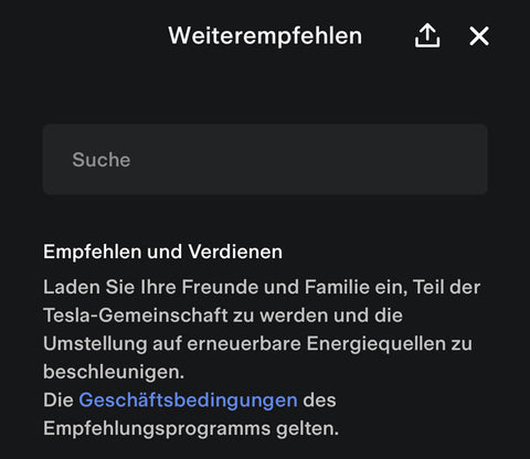 Tesla Empfehlungsprogramm Link erstellen