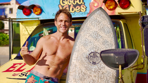 Woodrow Pack Landfair aka Packman Surfs The World with the Good Vibes, Life Is Beautiful, El Porto Surf Bus
