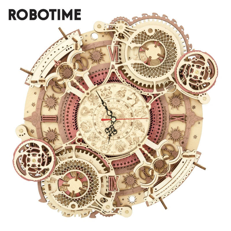 Robotime Zodiac Wall Clock 3d Wooden Puzzle