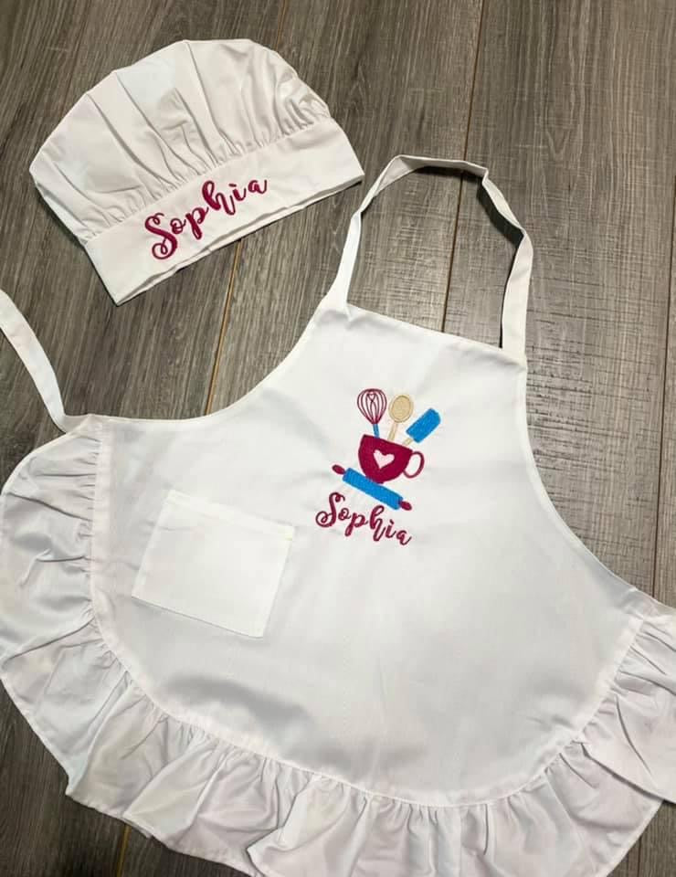 Mommy and Me Ruffle Apron and Chef Hat Set – KC Creations