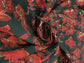 Red and Black Floral Metallic Brocade
