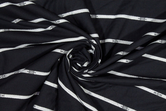 Black Cotton Stripe Lining (FD01) - Darcy Clothing