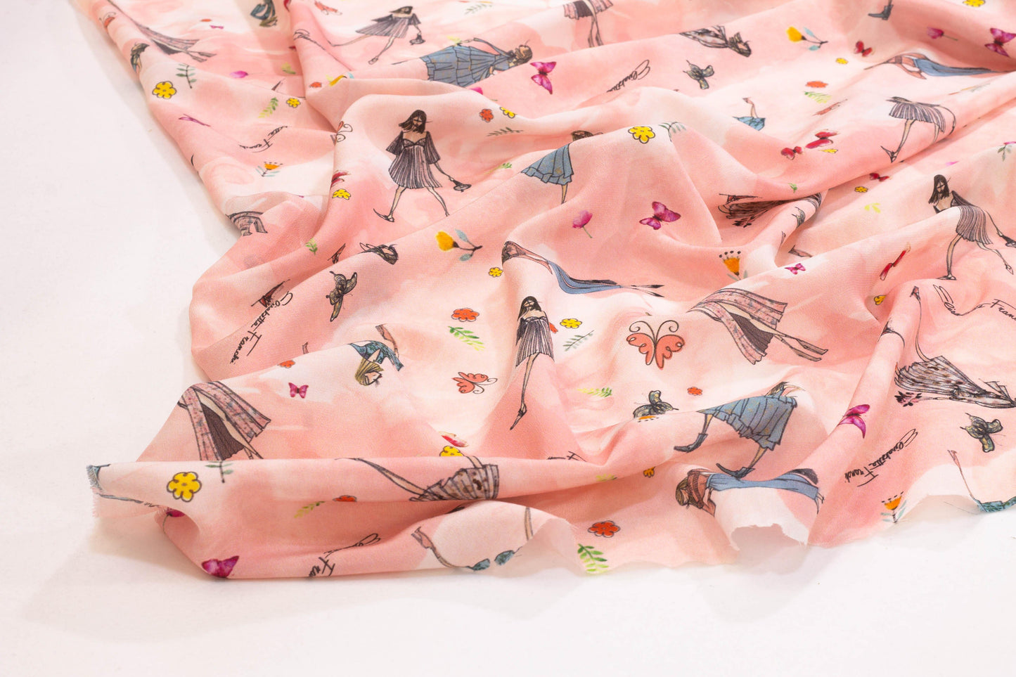 Elisabetta Franchi - Light Pink Tie-Dye Contemporary Italian Silk Crepe De Chine - Prime Fabrics
