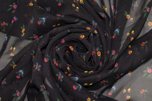 Red and Black Jaguar/Leopard Print 100% Silk Chiffon - So Fun! - Beautiful  Textiles