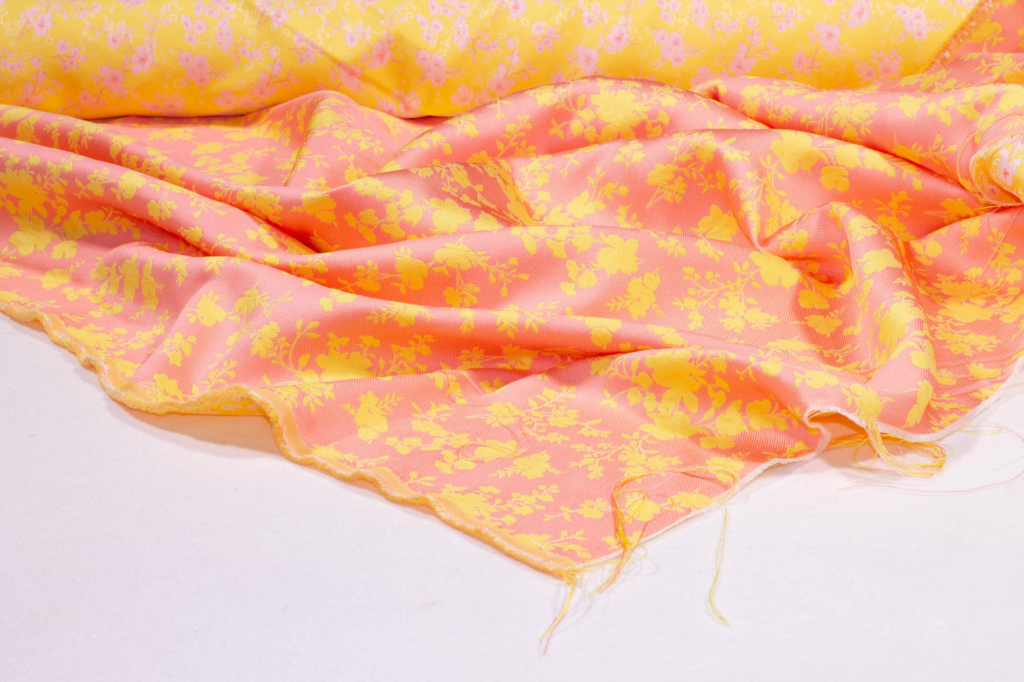 Pink and Yellow Double Faced Floral Jacquard - Prime Fabrics