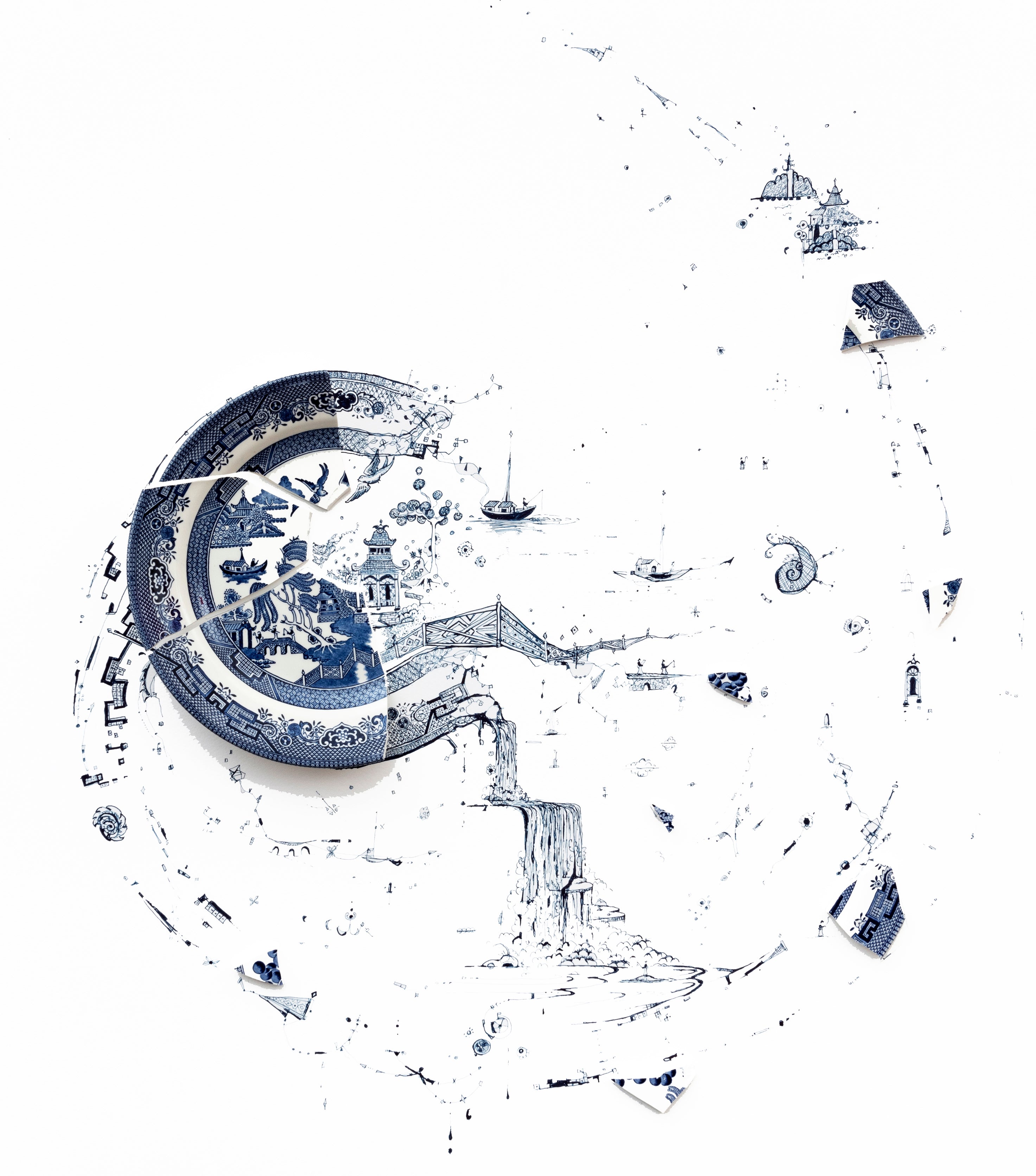 On Hold: "Fragmented in Blue with Spiral and Waterfalls”