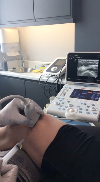 Ultrasound scanning of patient's knee