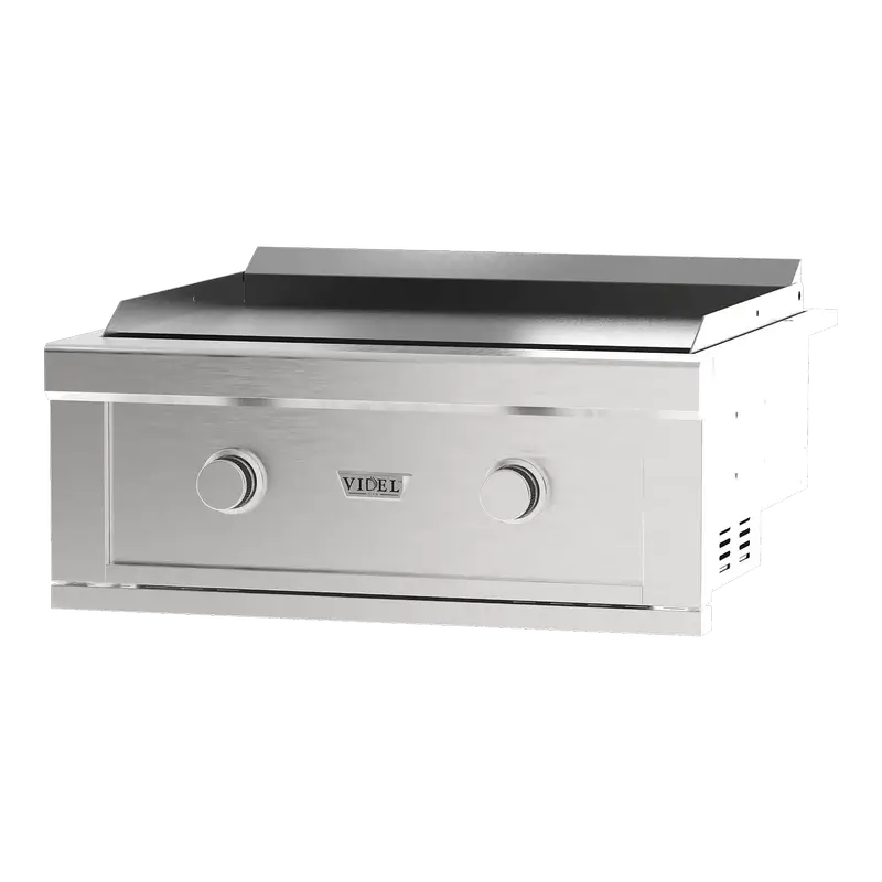 Videl Grills Gran Plancha 30-inch built-in outdoor griddle in 304 stainless with splash guard