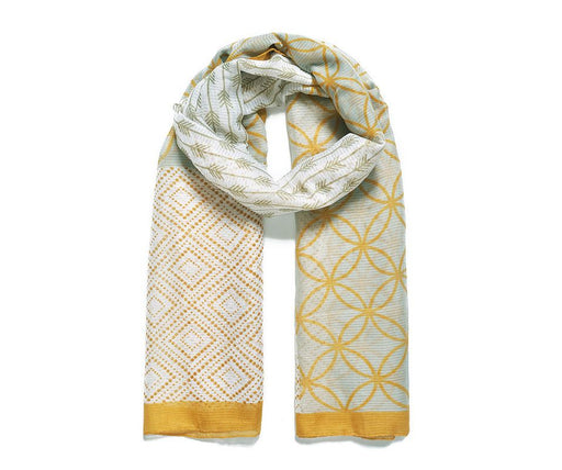 Camel Geometric Herm Print Scarf — JewelCity