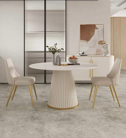 Cearra Round Dining Table / 5D Diamond Marble Casa Concetto Singapore