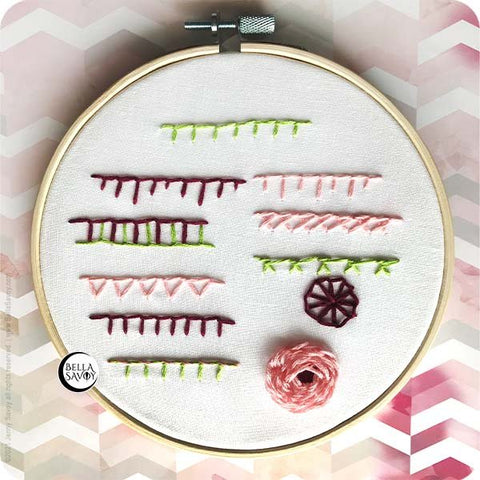 10 blanket stitch variations on hooped fabric