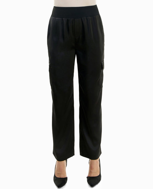 nicole by nicole miller - Black Straight Leg Pants Spandex Rayon