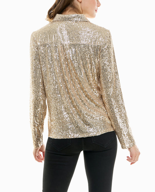 Valencia High Neck Top / Mulberry Sequin