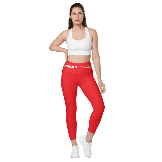 Fire Cornhole Crossover Leggings with Pockets (Hexagon Pattern)