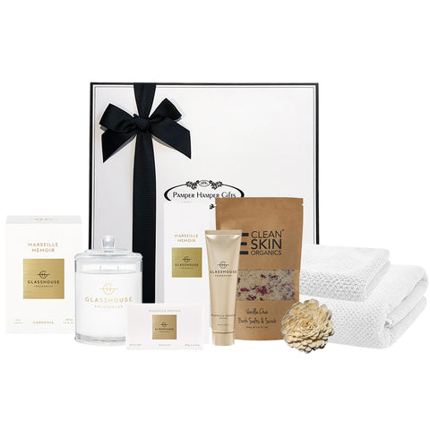 delightful bathroom spa hamper to welcome new homeowners