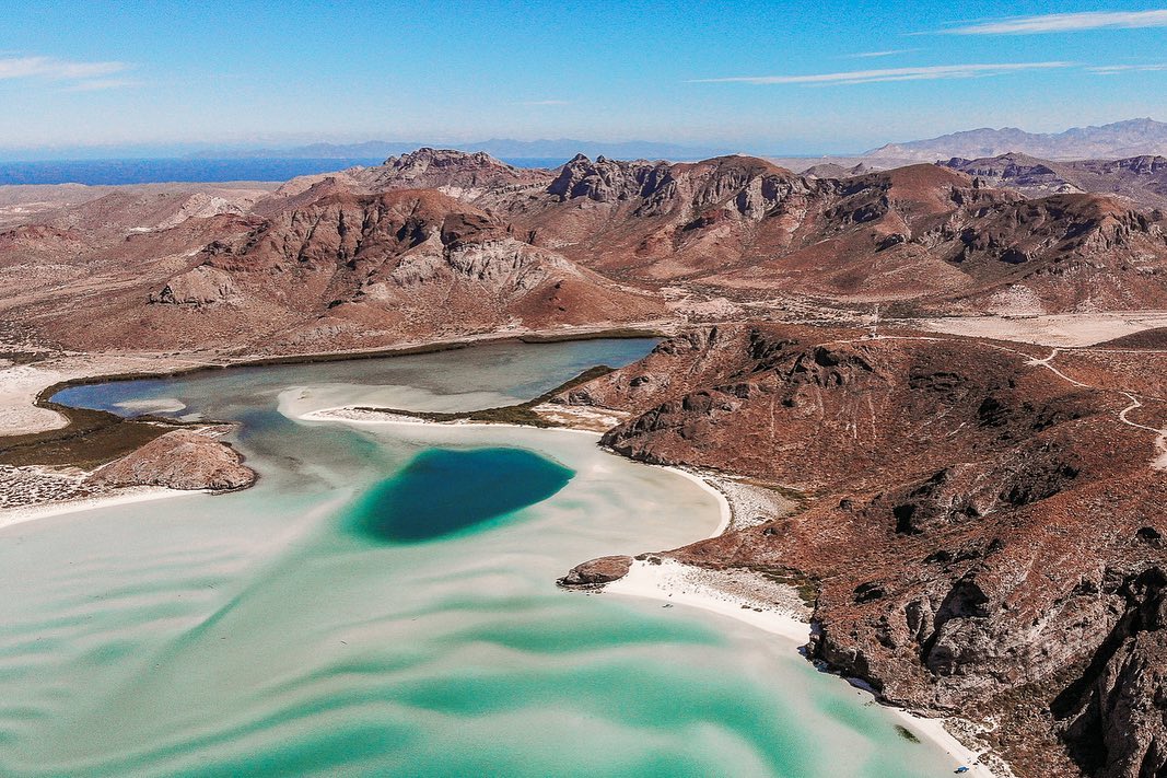 Beautiful Balandra Beach in Baja drone shot