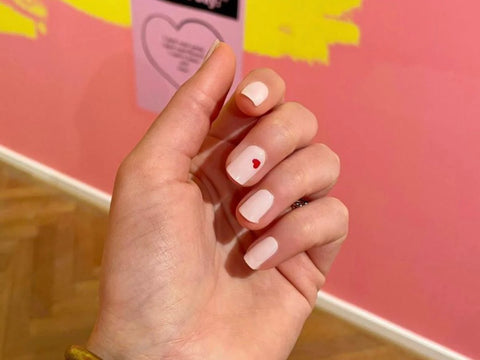 Milky Biab Nails with Heart Nail Art Design