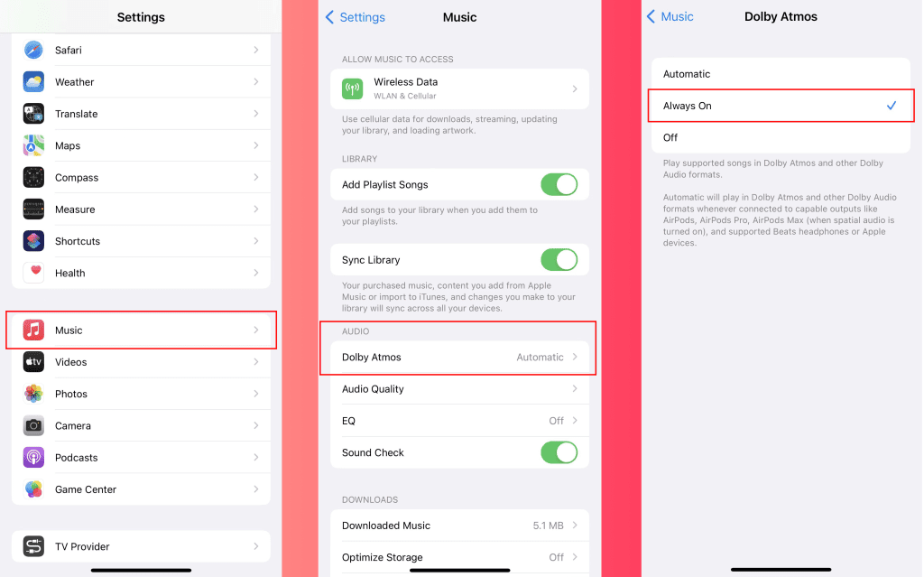 how to enable turn on open spatial audio dolby iphone without airpods