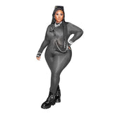 Aovica Plus Size Women Clothing Streetwear Sexy Long Sleeve Jumpsuit One Piece Outfits Rompers Jumpsuit Black