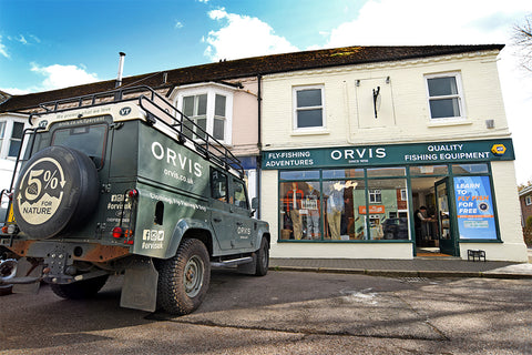 Stockbridge Storefront with Orvis Land Rover parked outside