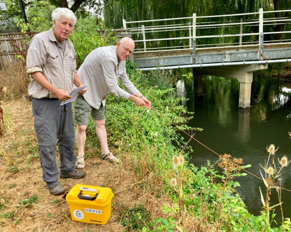 Martin Salter and Steve Reed testing on the River Loddon