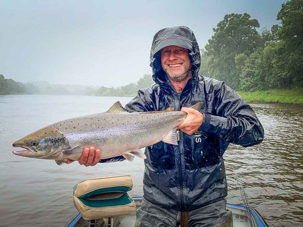 The Orvis Pro wading jacket, coping easily with a typical Scottish summer day!